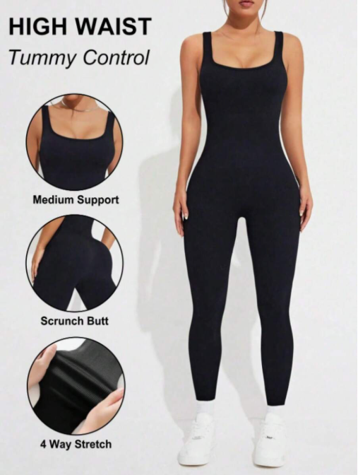 Macacão Fitness Feminino Longo Sem Manga | Ajustado e Confortável