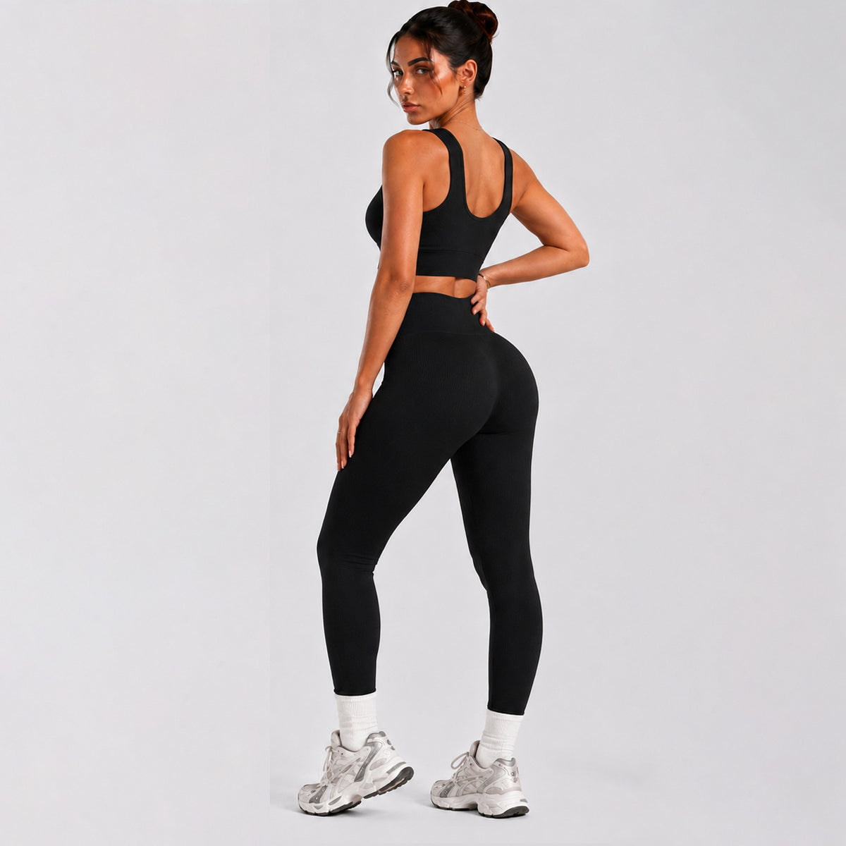 Conjunto Fitness Feminino 2 Peças | Top + Legging Cintura Alta