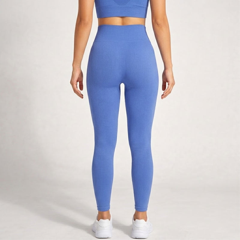 Legging Feminina Canelada Cintura Alta Controle Abdominal Calça Esportiva Elástica Confortável Para Yoga, Pilates, Treino na Academia e Corrida