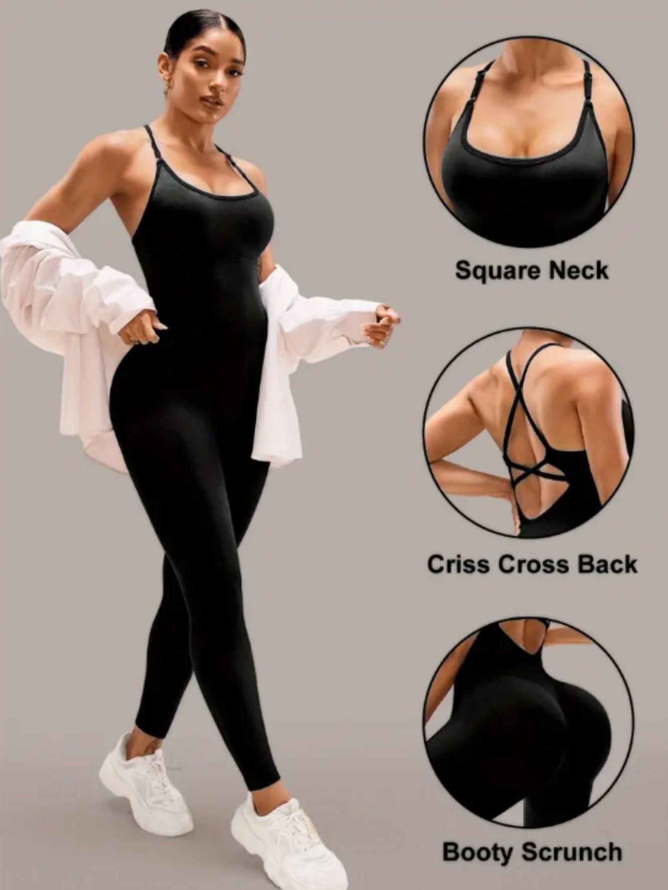 Macacão Fitness Feminino Longo | Alças Finas + Costas Cruzadas