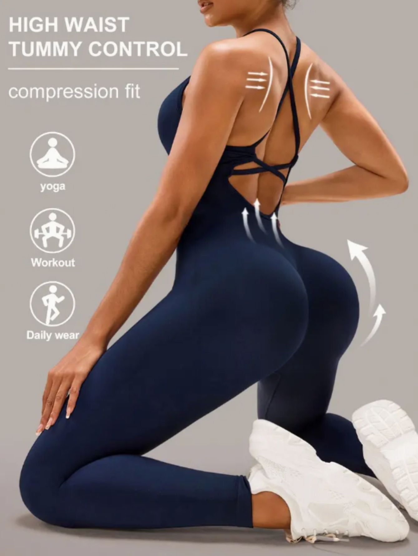 Macacão Fitness Feminino Longo | Alças Finas + Costas Cruzadas