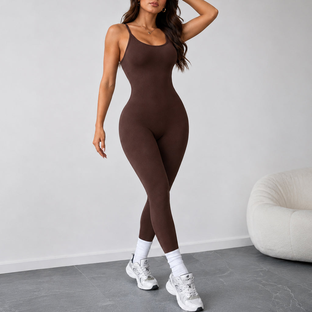 Macacão Fitness Feminino Longo | Alças Finas + Costas Cruzadas