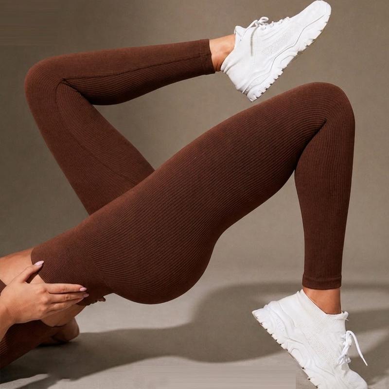 Legging Feminina Canelada Cintura Alta Controle Abdominal Calça Esportiva Elástica Confortável Para Yoga, Pilates, Treino na Academia e Corrida