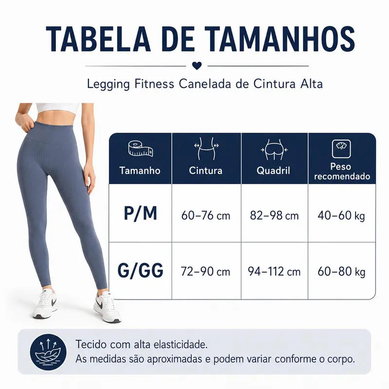 Legging Feminina Canelada Cintura Alta Controle Abdominal Calça Esportiva Elástica Confortável Para Yoga, Pilates, Treino na Academia e Corrida