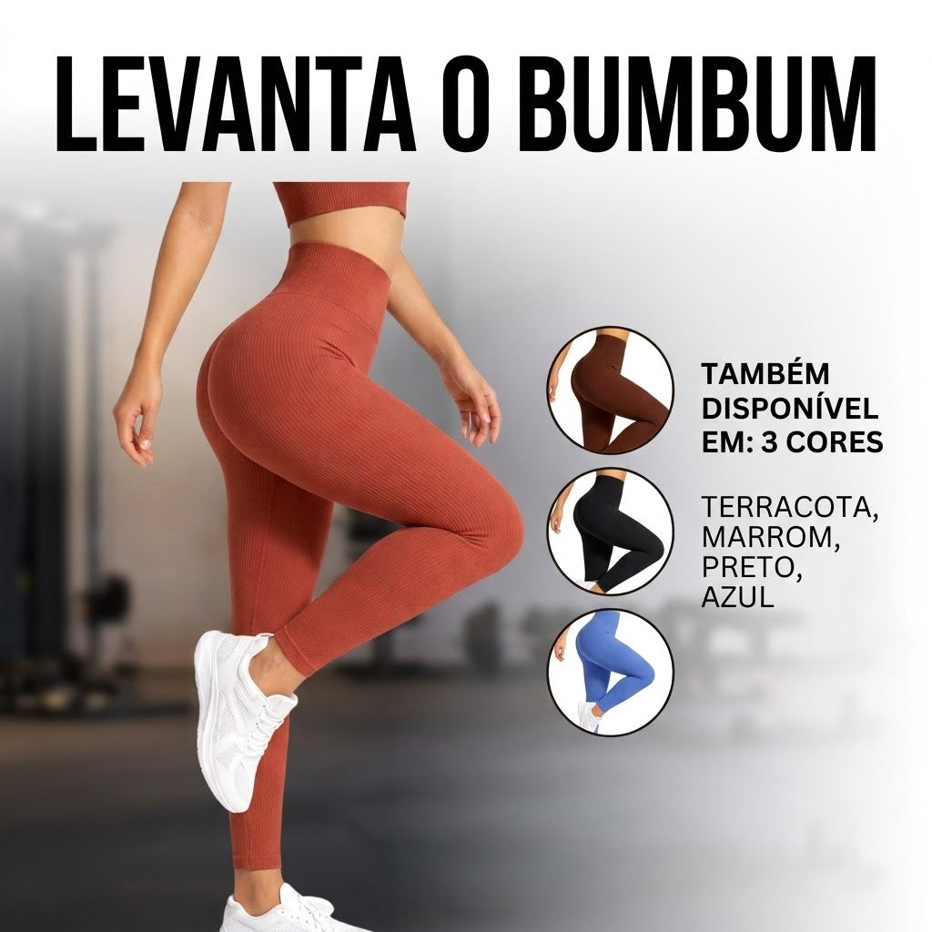Legging Feminina Canelada Cintura Alta Controle Abdominal Calça Esportiva Elástica Confortável Para Yoga, Pilates, Treino na Academia e Corrida