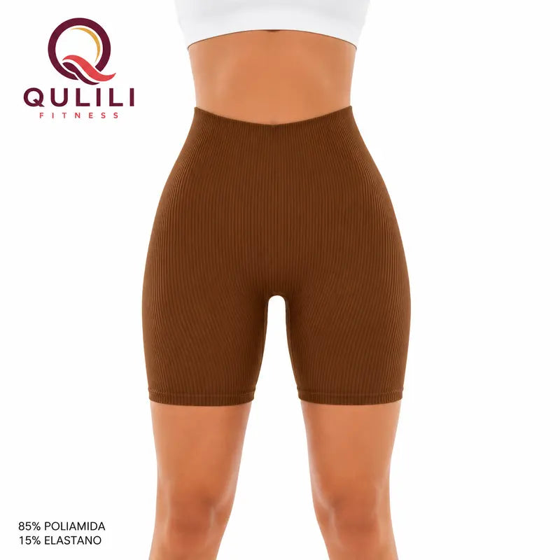 Shorts Fitness Feminino Canelado Cintura Alta | Confortável e Elástico