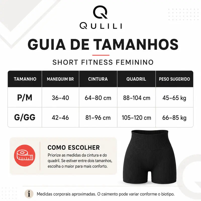 Shorts Fitness Feminino Canelado Cintura Alta | Confortável e Elástico