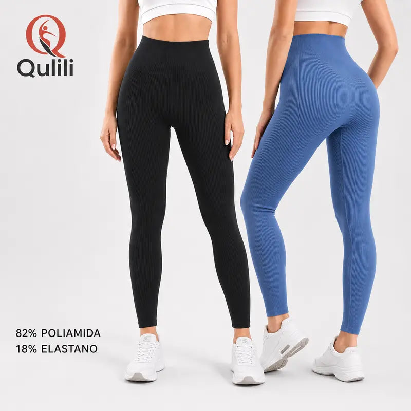 Legging Feminina Canelada Cintura Alta Controle Abdominal Calça Esportiva Elástica Confortável Para Yoga, Pilates, Treino na Academia e Corrida