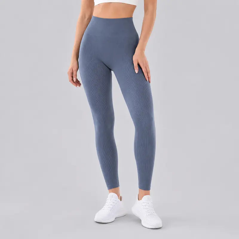 Legging Feminina Canelada Cintura Alta Controle Abdominal Calça Esportiva Elástica Confortável Para Yoga, Pilates, Treino na Academia e Corrida