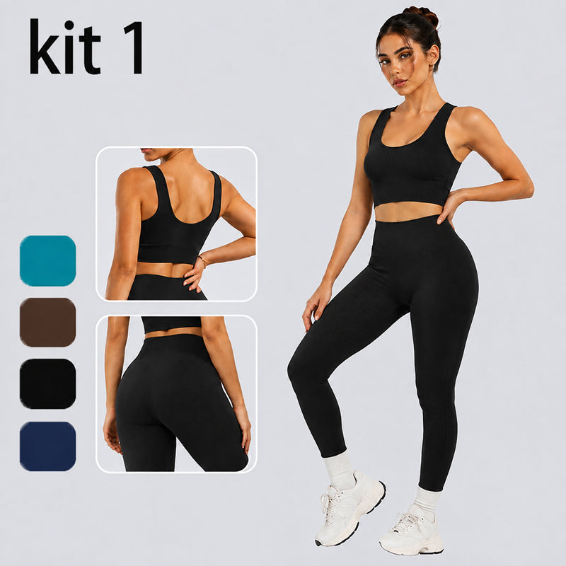 Conjunto Fitness Feminino 2 Peças | Top + Legging Cintura Alta