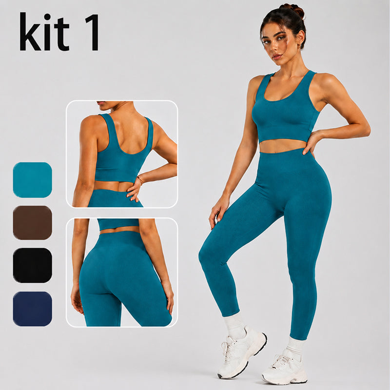 Conjunto Fitness Feminino 2 Peças | Top + Legging Cintura Alta