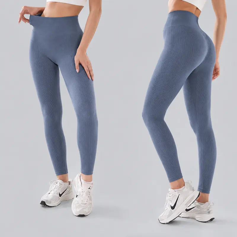Legging Feminina Canelada Cintura Alta Controle Abdominal Calça Esportiva Elástica Confortável Para Yoga, Pilates, Treino na Academia e Corrida