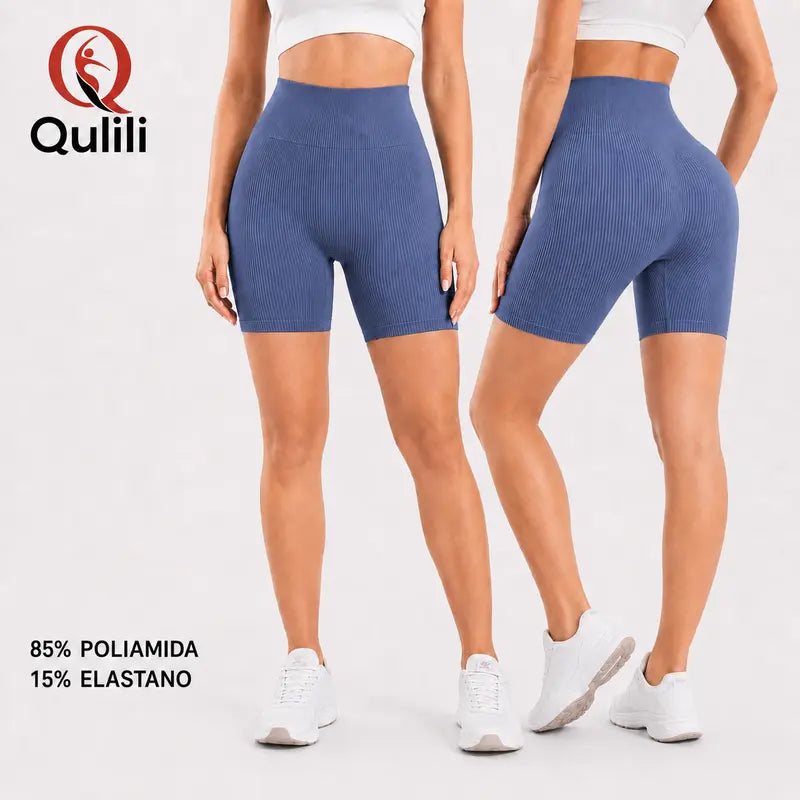 Shorts Fitness Feminino Canelado Cintura Alta | Confortável e Elástico