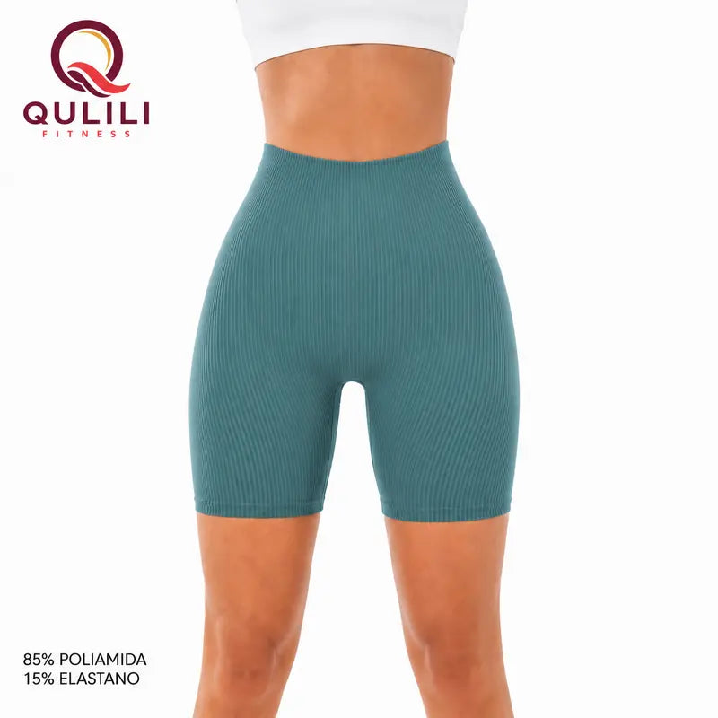 Shorts Fitness Feminino Canelado Cintura Alta | Confortável e Elástico