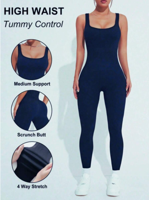 Macacão Fitness Feminino Longo Sem Manga | Ajustado e Confortável